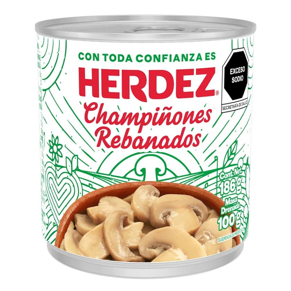 Champiñones rebanados herdez lata 186g