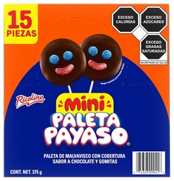 Dulce paleta payaso mini Ricolino 375g con 15 piezas